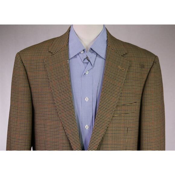 Brooks Brothers Madison Brown/Black/Tan Gingham Check Wool Sportcoat Blazer 42L - Picture 3 of 9